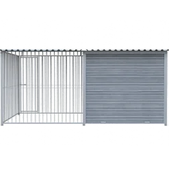 Chenil Super Junior en WPC Gris - 4 m x 2 m - barreaux