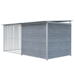 Chenil Super Junior en WPC Gris - 4 m x 2 m - barreaux