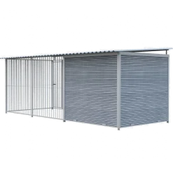 Chenil Super Junior en WPC Gris - 5 m x 2 m - barreaux