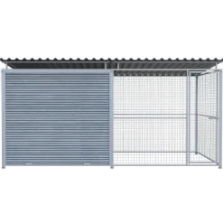 Chenil Super Junior en WPC Gris - 4 m x 2 m - grillage