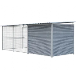 Chenil Super Junior en WPC Gris - 5 m x 2 m - grillage