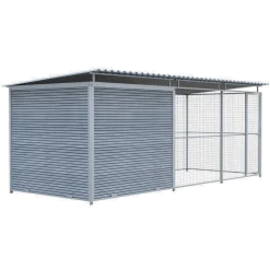 Chenil Super Junior en WPC Gris - 5 m x 2 m - grillage