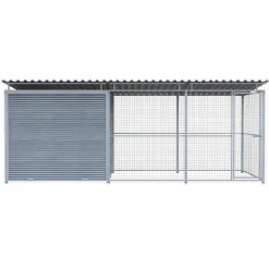 Chenil Super Junior en WPC Gris - 5 m x 2 m - grillage