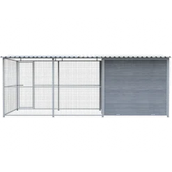Chenil Super Junior en WPC Gris - 5 m x 2 m - grillage