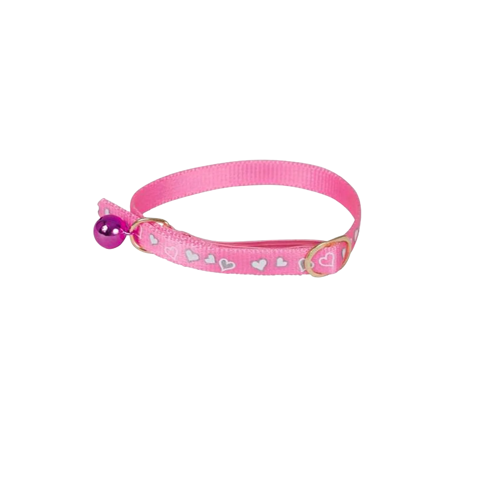 Collier chat Coeur réfléchissant 34 cm x 10 mm - rose