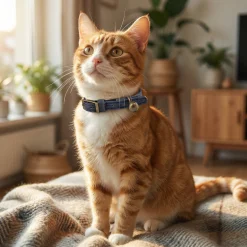 Collier chat élastique en Denim n°7
