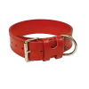 Collier cuir cousu double rouge, 75 cm x 48 mm
