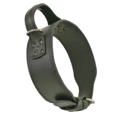 Collier cuir double d'intervention noir avec poignée, 85 cm x 75 mm