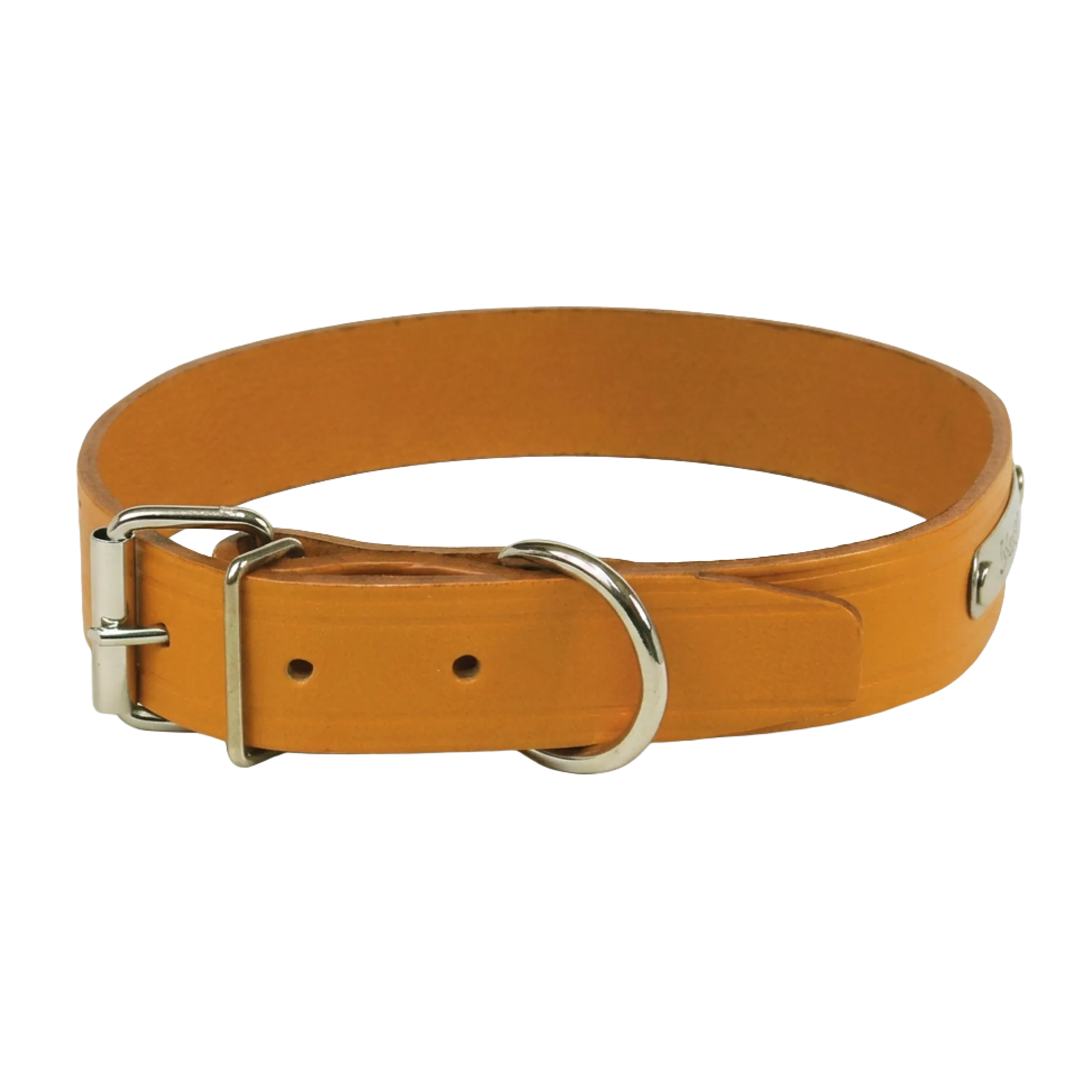 Collier cuir naturel riveté, 40cm