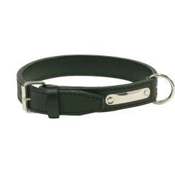 Collier cuir noir cousu double, 50 cm x 22 mm