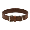 Collier cuir piqué marron, 45 cm