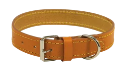 Collier cuir piqué naturel, 50 cm