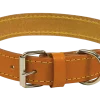 Collier cuir piqué naturel, 60 cm