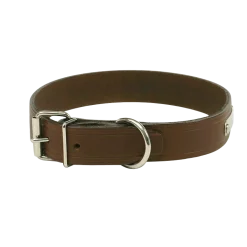 Collier cuir riveté, marron, 55 cm
