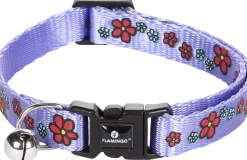 collier nylon pour chat fleur bleu