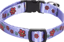 collier nylon pour chat fleur bleu
