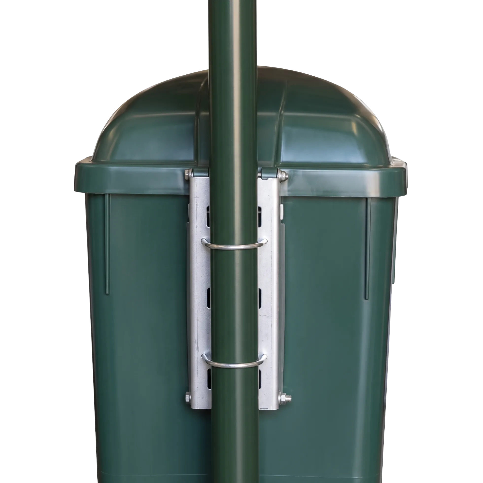Corbeille polyéthylène 50 litres et pièce d'attache RAL6009
