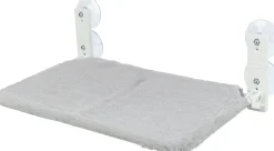 Couchage pour fenêtre, peluche/tissu maillé, pliable 58 × 34 cm, blanc/gris