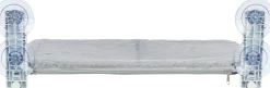 Couchage pour fenêtre, peluche/tissu maillé, pliable 58 × 34 cm, blanc/gris