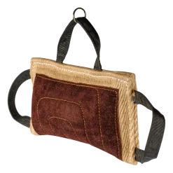 Coussin mordant Jute / cuir 3 poignées souple