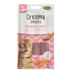 Creamy Snacks Chat x4, saumon/krill, 60g