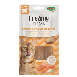 Creamy Snacks Chat x4, saumon,poudre de colostrum bovin, 60g