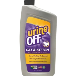Destructeur d'odeurs et détachant URINE OFF chat, flacon 946 ml