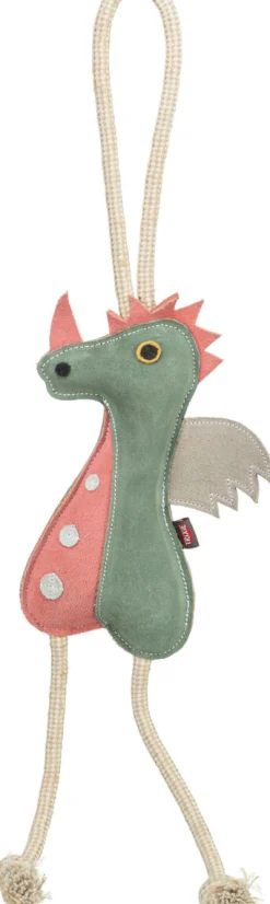 Dragon sur corde, en cuir/corde, 55 cm