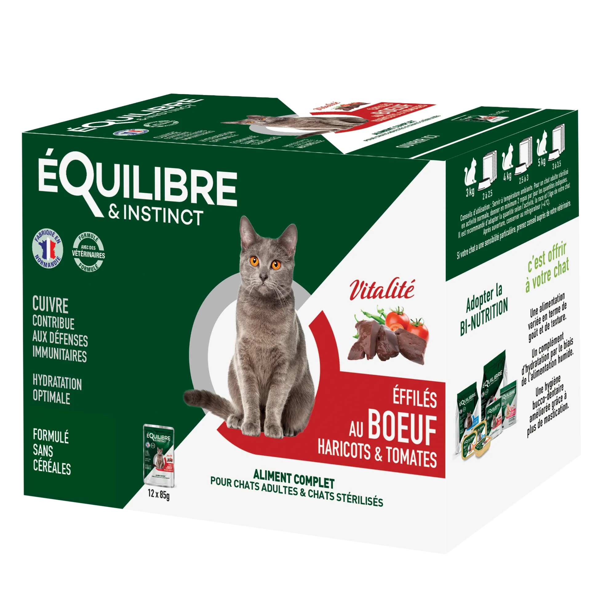 Equilibre & Instinct - Effilés chat Boeuf, 12 x 85 g