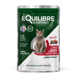 Equilibre & Instinct - Effilés sauce boeuf, haricots, tomates, 85 g