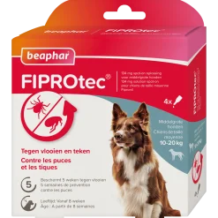 Fiprotec Spot On au friponil chien (10-20kg) contre puces et tiques 4 x 1.34ml