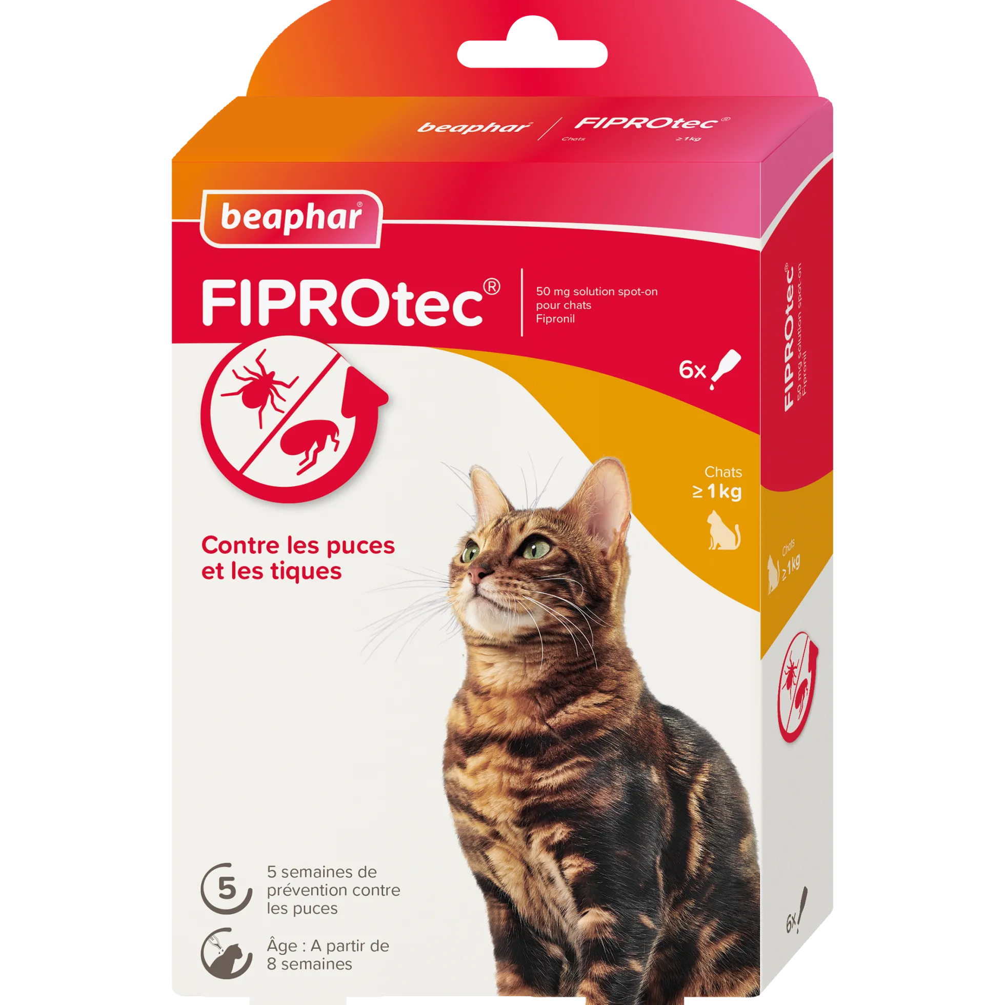 Fiprotec Spot On au friponil chat contre puces et tiques 6 x 0.5 ml
