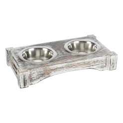 Gamelle acier inox avec support bois