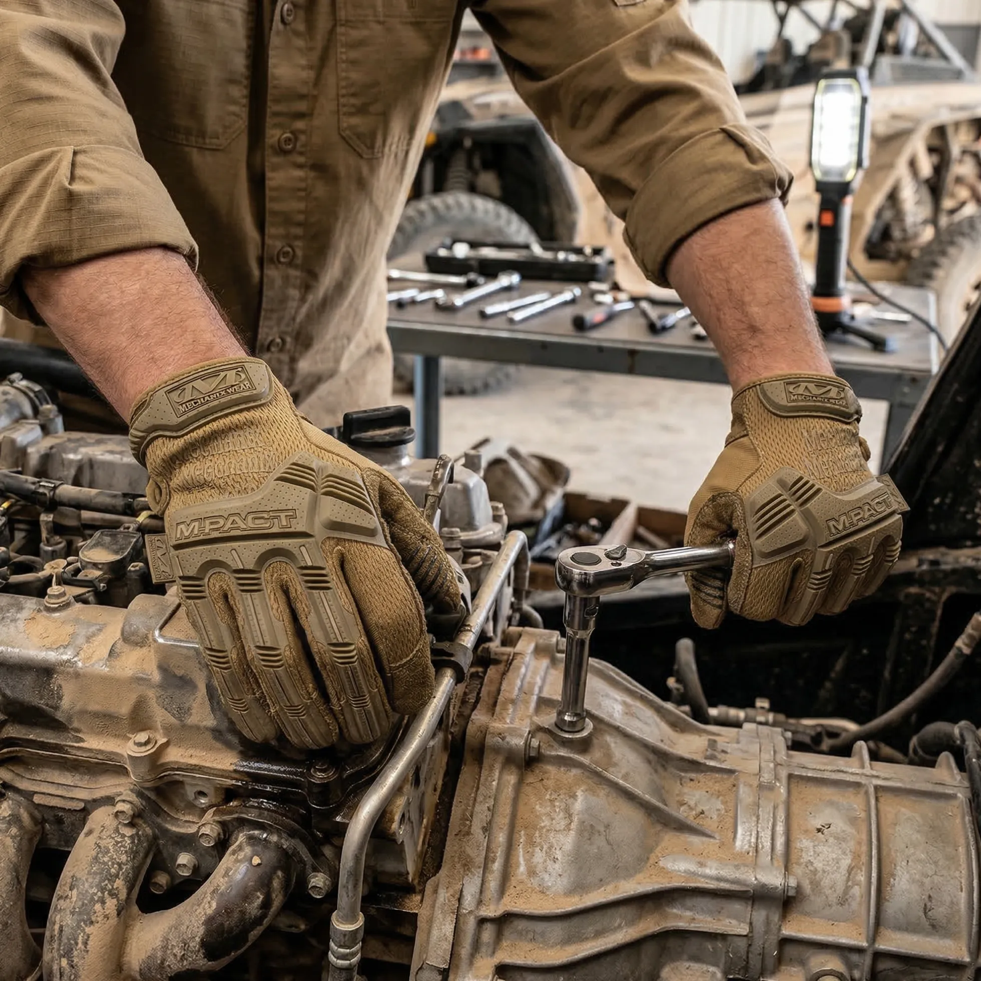 Gants Mechanix M-Pact tan - taille L