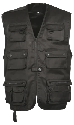 Gilet multipoches sans logo, noir, taille S