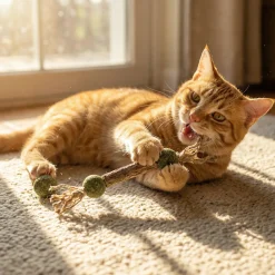 Jouet chat bois de matatabi et herbe à chat