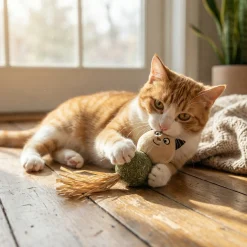 Jouet chat en peluche avec boule de jeu