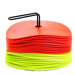 Kit de 24 disques marqueur plat (12 jaunes / 12 orange) avec support