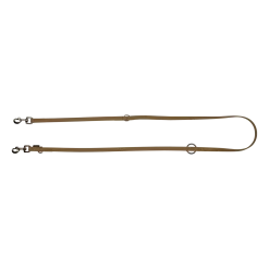Laisse Biothane beige / tan multipositions 2 m x 16 mm - mousqueton nickelé