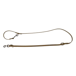 Laisse Biothane beige / tan multipositions 2 m x 16 mm - mousqueton nickelé