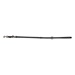 Laisse Biothane noire multipositions 2 m x 19 mm - mousqueton nickelé