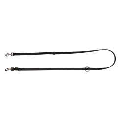 Laisse Biothane noire multipositions 2 m x 19 mm - mousqueton nickelé