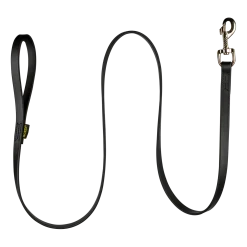 Laisse Biothane noire 1.50 m x 16 mm - mousqueton nickelé
