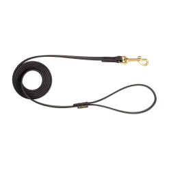 Laisse Biothane noire 2 m x 12 mm - mousqueton laiton