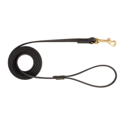 Laisse Biothane noire 2 m x 16 mm - mousqueton laiton