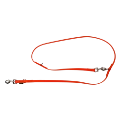 Laisse Biothane orange multipositions 2 m x 16 mm - mousqueton nickelé
