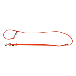 Laisse Biothane orange multipositions 2 m x 16 mm - mousqueton nickelé