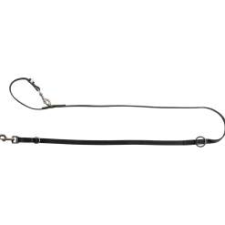 Laisse cuir cousue 3 positions 2m x 18 mm - noir