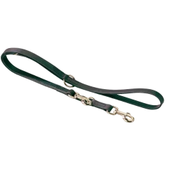 Laisse cuir cousue 3 positions 2.75 m x 18 mm - noir