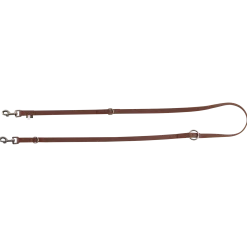 Laisse cuir cousue 3 positions 2 m x 18 mm - marron